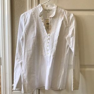 Banana Republic blouse with detailed stitching.